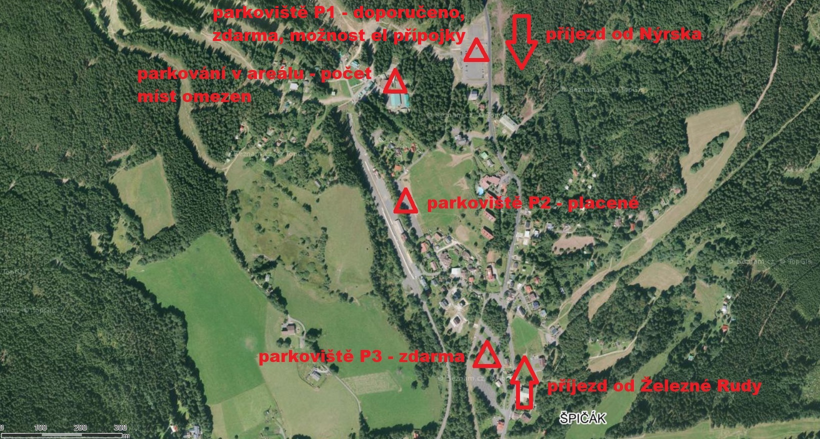 mapa parkování